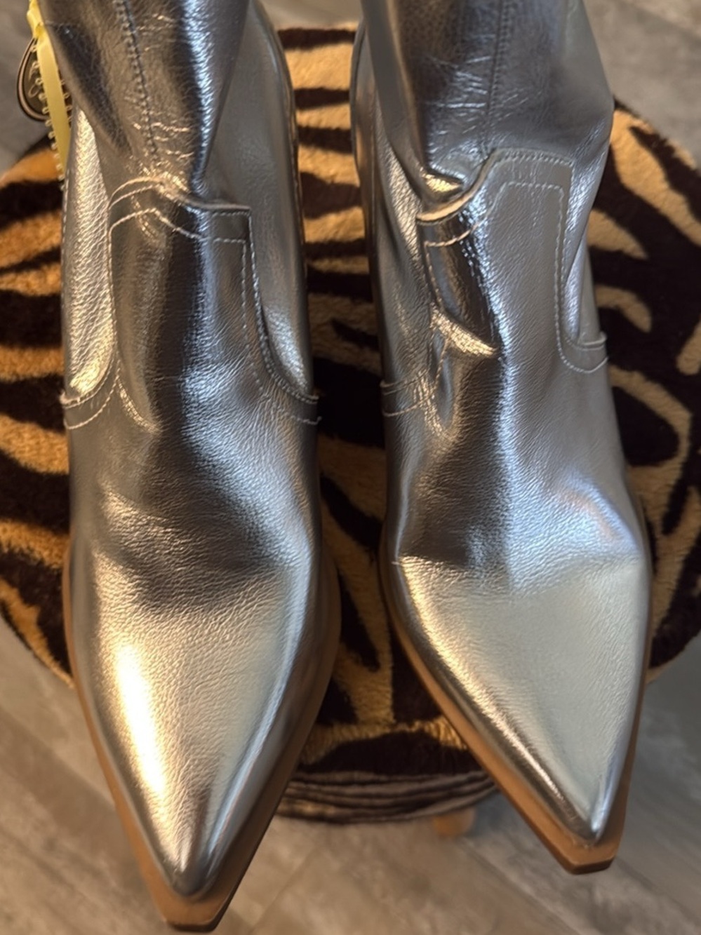 MIA Metallic Silver Pointed Ankle Booties